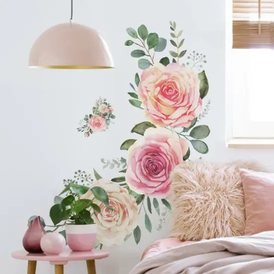 RoomMates Pink Roses Peel & Stick Giant Wall Decals {5}