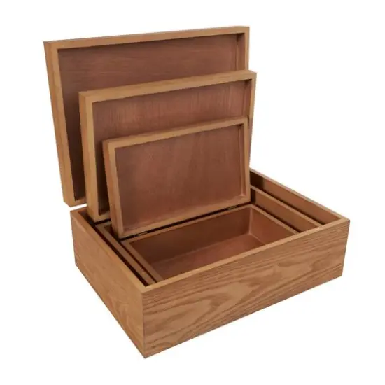 Brown & Cream Wooden Geometric Box Set {6}