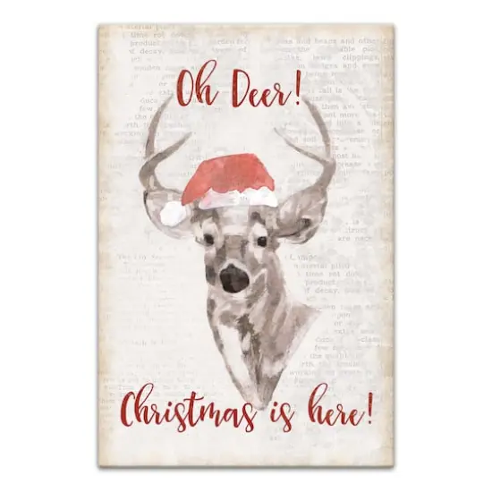 Oh Deer Christmas Here Canvas Wall Art {1}