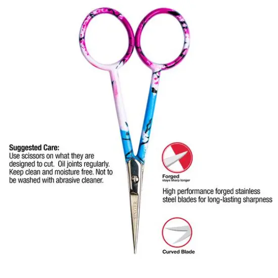 SINGER&reg; 4'' Curved Tip Forged Embroidery Scissors with Printed Handles, 3ct. {5}