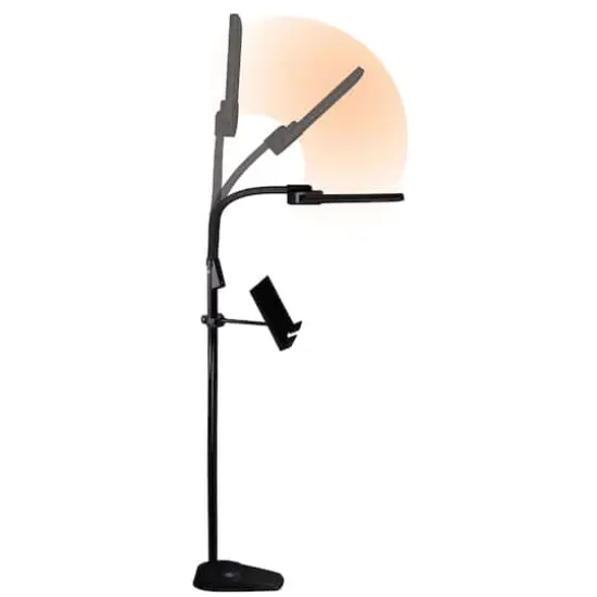 OttLite Black&nbsp;Dual Shade LED Floor Lamp with USB Charging Station {4}
