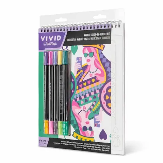 VIVID by Brea Reese® Queen of Hearts Marker Color-by-Number Kit {7}