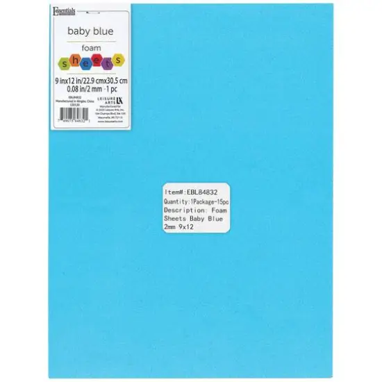 Essentials by Leisure Arts 9" x 12" Foam Sheets, 15ct. Baby Blue {1}