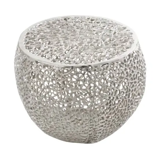 19" Silver Aluminum Abstract Coral Accent Table {1}