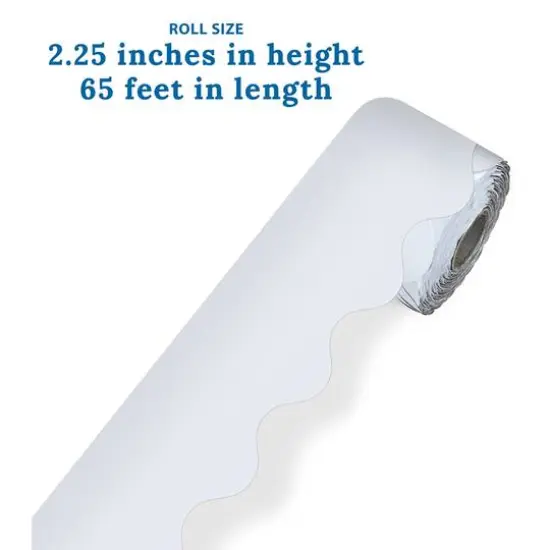 Carson Dellosa&reg; White Rolled Scalloped Border, 195ft. {4}