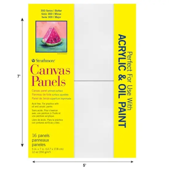 Strathmore&reg; 300 Series 5" x 7" White Canvas Panels, 16ct. {3}