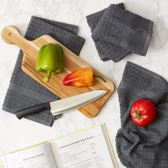 DII&reg; Solid Mineral Gray Waffle Terry Dishtowels, 4ct. {7}