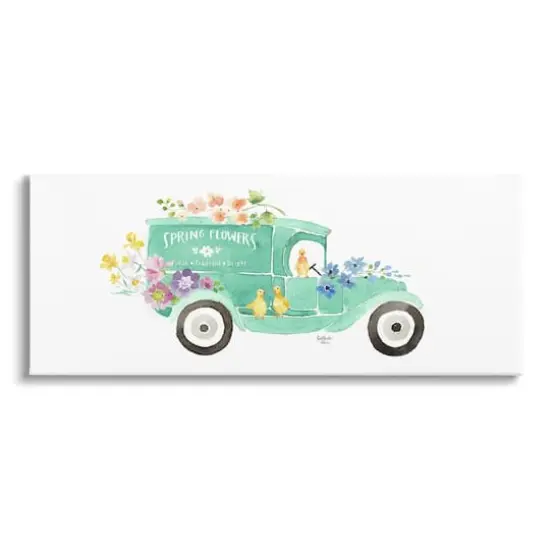 Stupell Industries Chicks Driving Spring Flowers Car Floral Blossoms Canvas Wall Art {1}