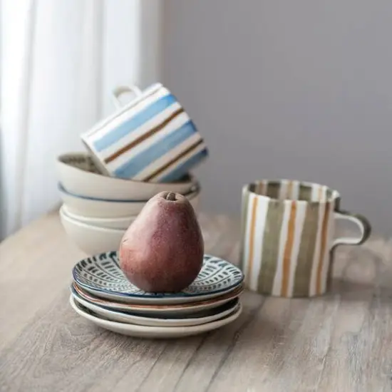 Hello Honey&reg; 5" Striped Stoneware Mug Set {3}