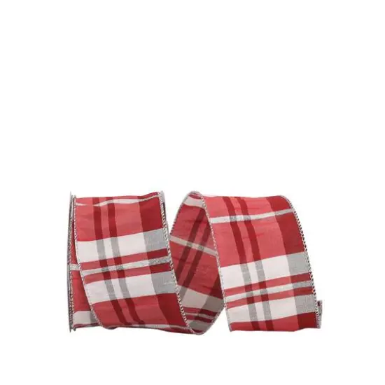 JAM Paper 2.5" x 10yd. Wired Grand Plaid Dupione Ribbon with Sparkle Edge {1}