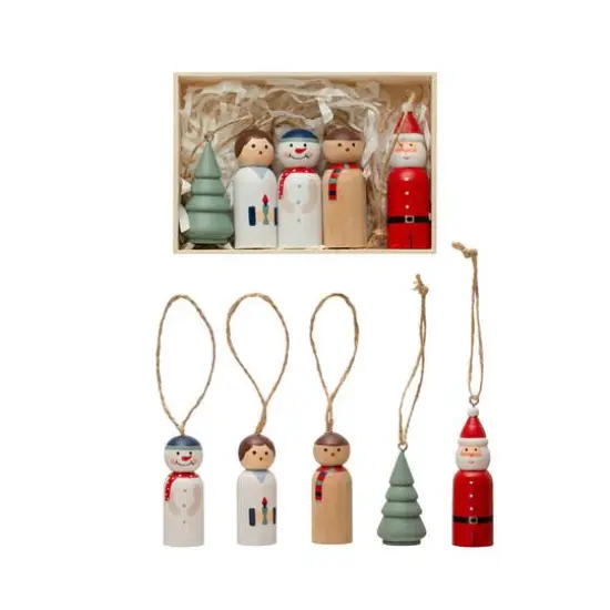 Hello Honey&reg; Hand-Painted Pine Wood Christmas Ornaments Set {1}