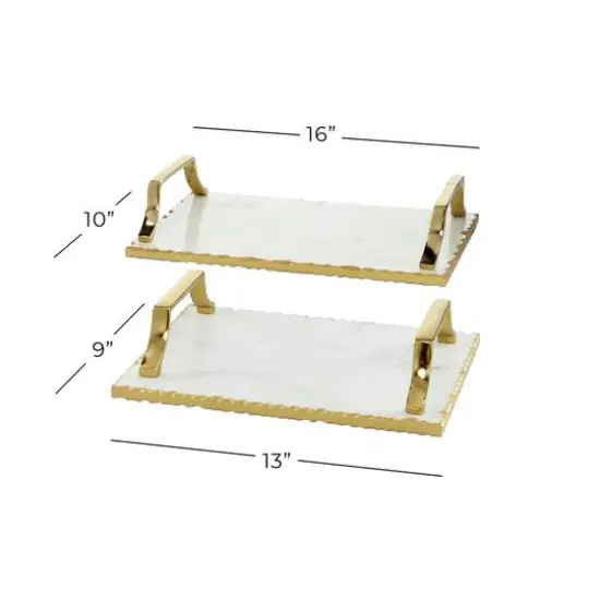 Set of 2" Gold Ceramic Glam Tray, 16", 13" {7}