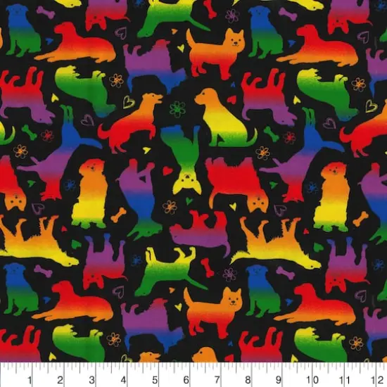 Fabric Traditions Rainbow Dogs Cotton Fabric {3}