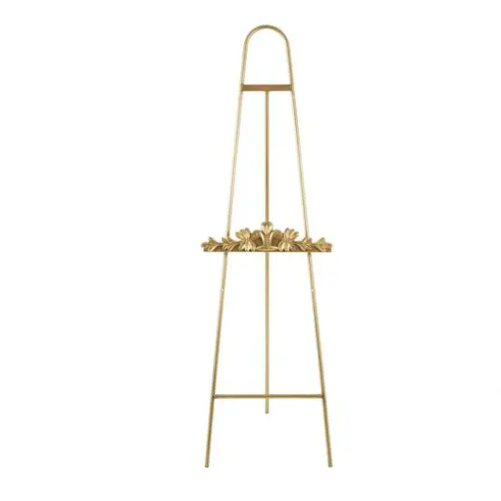 63" Gold Metal Arched Foldable 2-Tier Display Easel with Vine Emblem {7}