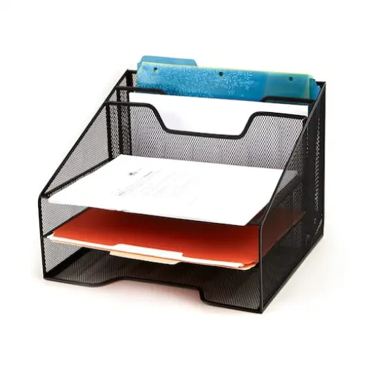 Mind Reader 5-Compartment Desk Organizer Black {5}