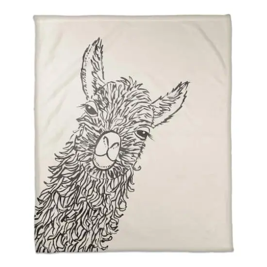 50" x 60" Sketch Llama Sweet Cheeks Coral Fleece Blanket {1}