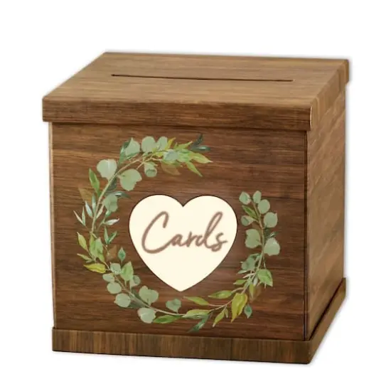 Kate Aspen Rustic Brown Wood Card Box {1}
