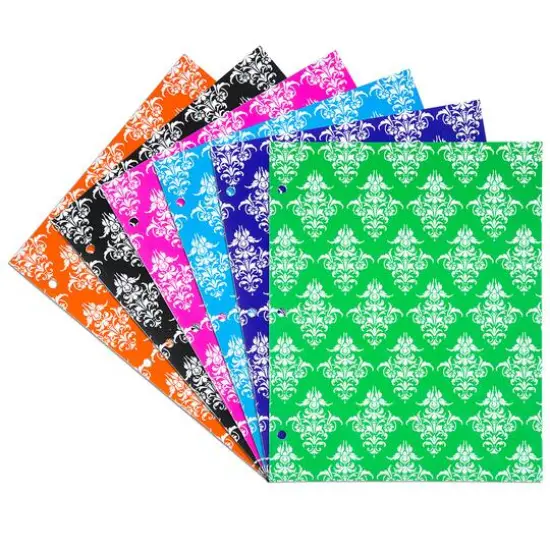 JAM Paper Damask Glossy Laminated Two Pocket 3 Hole Punch School Folders, 6ct. {1}