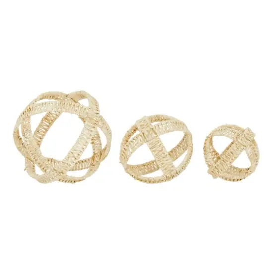 Cream Metal Natural Geometric Sculpture Set {3}