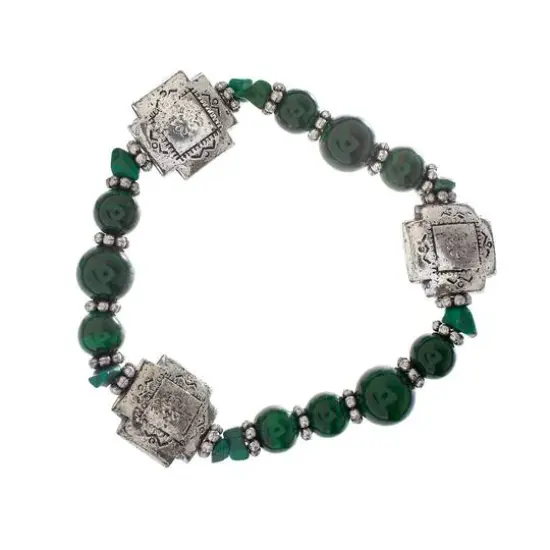 John Bead Malachite No.99 Natural Stone Stretch Bracelet {1}