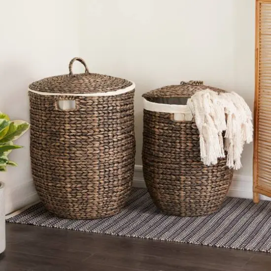 CosmoLiving by Cosmopolitan Round Woven Seagrass Handmade Storage Basket Set {3}
