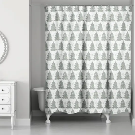 Ornate Christmas Tree Pattern 71" x 74" Shower Curtain {3}