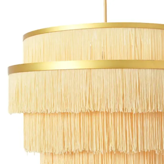 Hello Honey&reg; Gold Metal with 5-Tiered Cream Fringe Pendant Lamp {9}