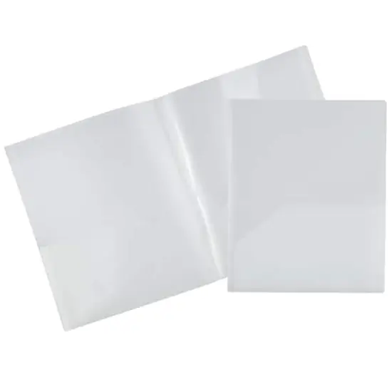 JAM Paper Heavy Duty Plastic 6-Pocket Folder, 2ct. Clear {4}