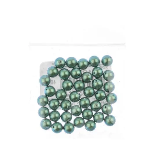 Preciosa Maxima 6mm Pearlescent Glass Nacre Pearls, 40ct.Green {3}