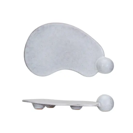 Hello Honey&reg; 10.25" Cream Reactive Glaze Stoneware Tray with Ball {4}