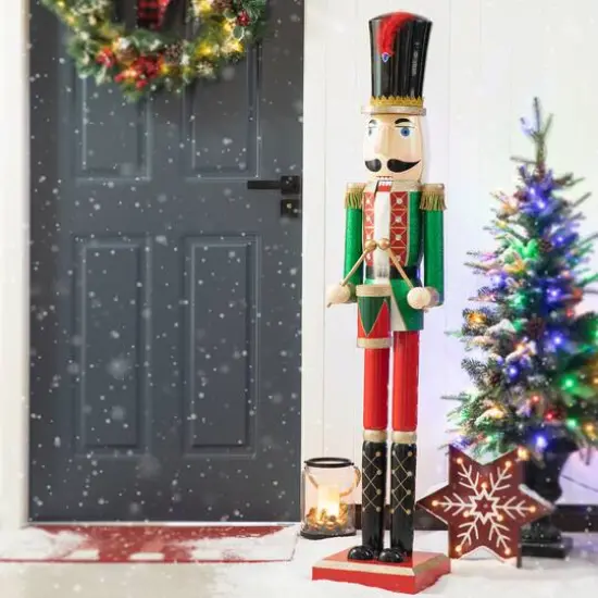 Glitzhome&reg; 54" Wooden Christmas Glitter Soldier Nutcracker {3}