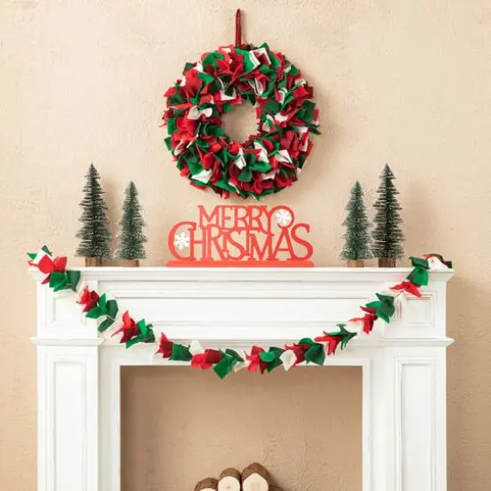 Glitzhome&reg; 19.25" Christmas Multicolor Felt Wreath {4}