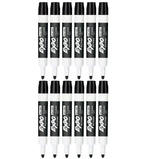 Expo&reg; Black Bullet Tip Dry Erase Markers, 12ct. {1}