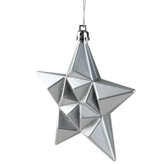12ct. 5" Glitter & Matte Silver Splendor Shatterproof Star Christmas Ornaments {3}