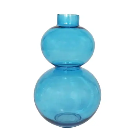 Blue Round Bubble Glass Vase Set {4}
