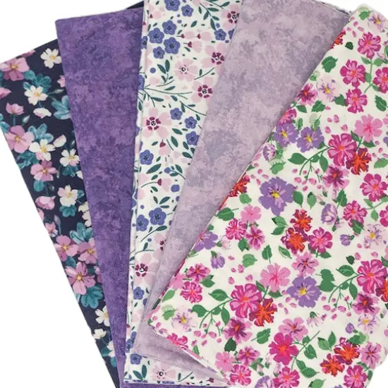 SINGER Spring Purple Floral Cotton Fabric Bundle {3}