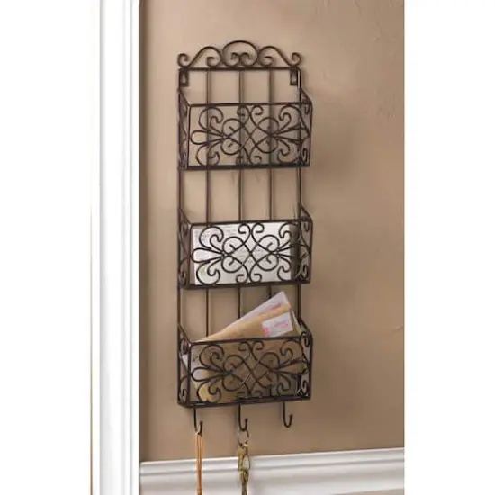 29" Vintage Charm Triple Basket Wall Rack {3}