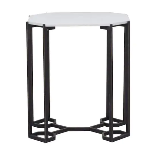 18" White Iron Contemporary Accent Table {1}