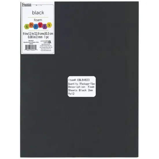 Essentials by Leisure Arts 9" x 12" Foam Sheets, 15ct. Black {1}