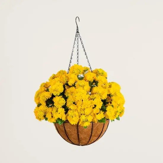 24in. UV Resistant Artificial Chrysanthemum Hanging Basket (Indoor/Outdoor) {7}