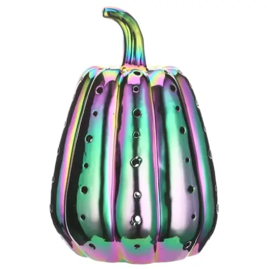 14" LED Purple Iridescent Pumpkin D&eacute;cor {4}