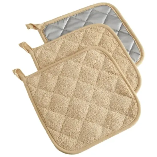 DII&reg; Terry Cloth Potholders, 3ct. Pebble {1}