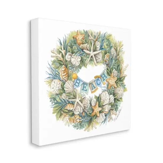 Stupell Industries Seashell Wreath Nautical Christmas Canvas Wall Art {1}