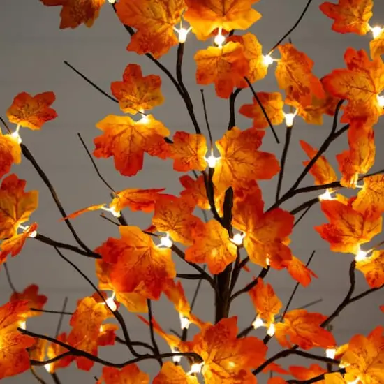 6ft. Pre-Lit Minimalist Autumn Maple Artificial Fall Tree with 120 Warm White LED Lights {5}