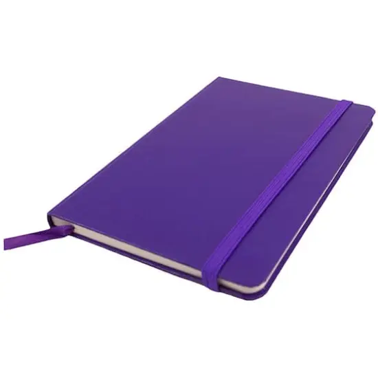 JAM Paper Travel Size Hardcover Notebook with Elastic Band Plum Purple {5}