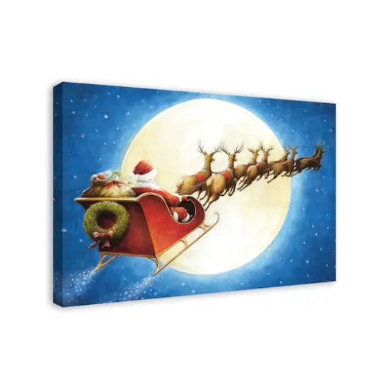 Santa Sleigh Moon Canvas Wall Art {3}