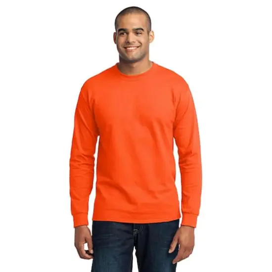 Port & Company&reg; Long Sleeve Tall Core Blend T-Shirt Safety Orange {3}