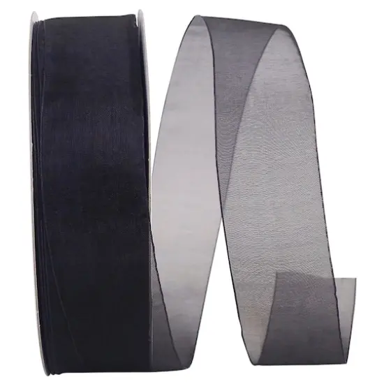 JAM Paper 1.5" x 100yd. Sheer Chiffon Mono Ribbon Black {1}