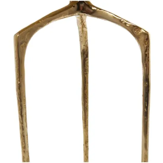 Gold Aluminum Geometric Slim Textured Accent Table {7}