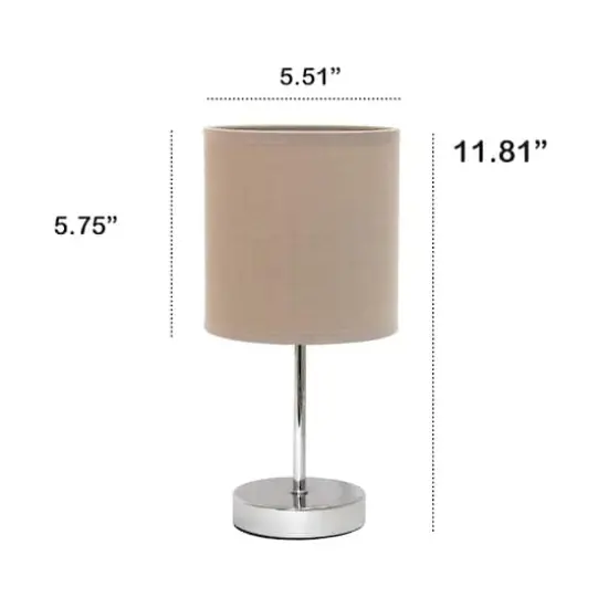 Creekwood Home Nauru 12" Brushed Nickel Petite Metal Stick Table Lamp Gray {4}
